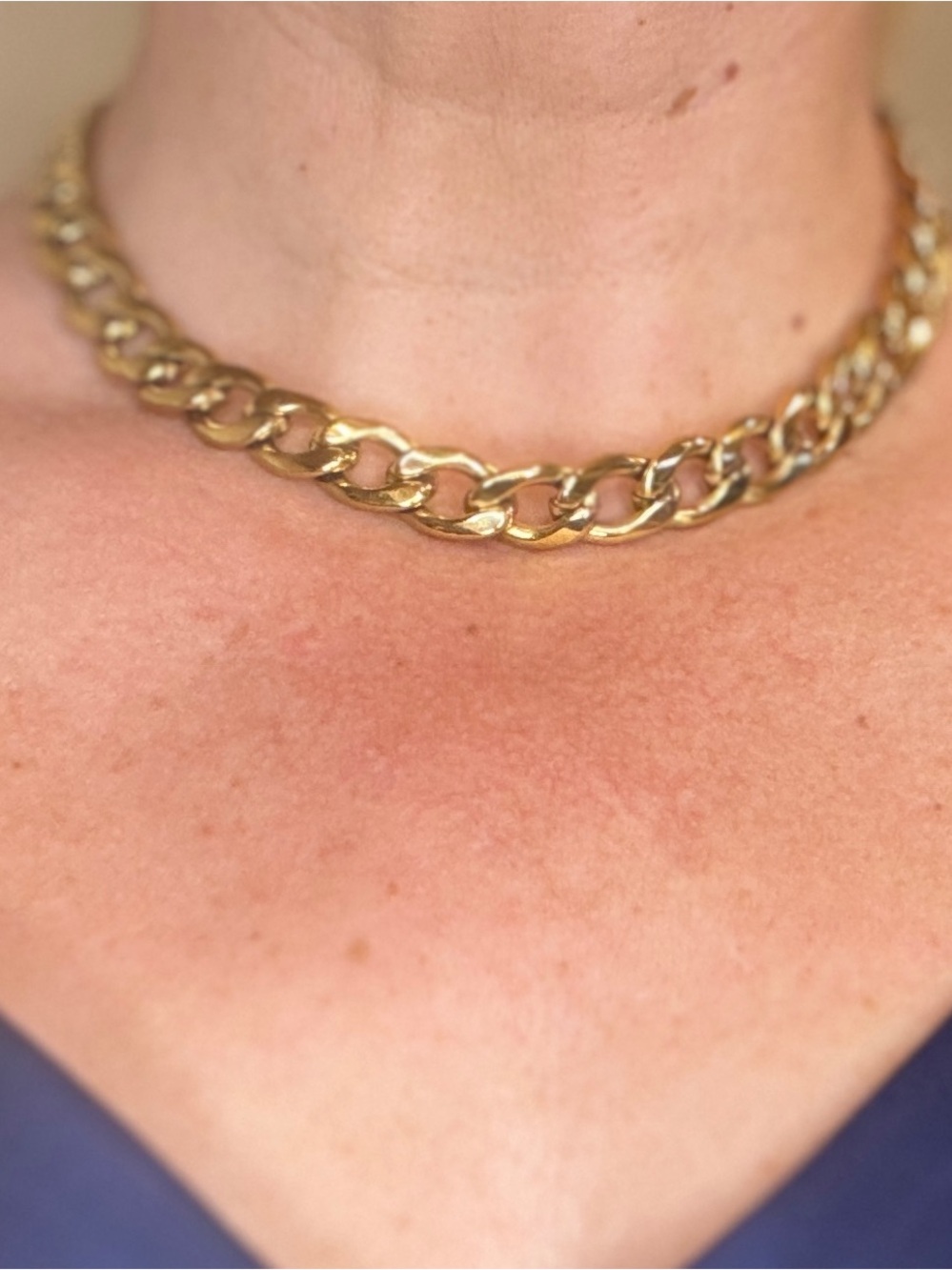 Gold Chunky Cuban Chain Necklace - Women's Jewelry